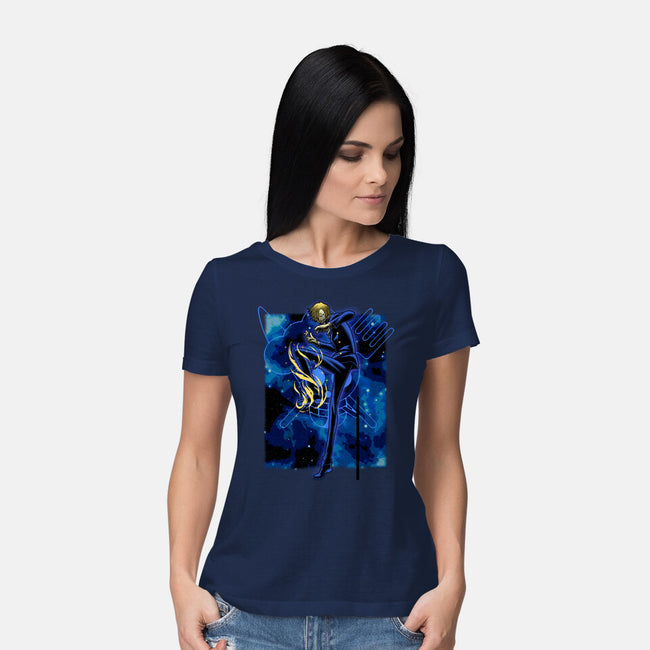 Black Leg Shadow Nebula-Womens-Basic-Tee-Astrobot Invention