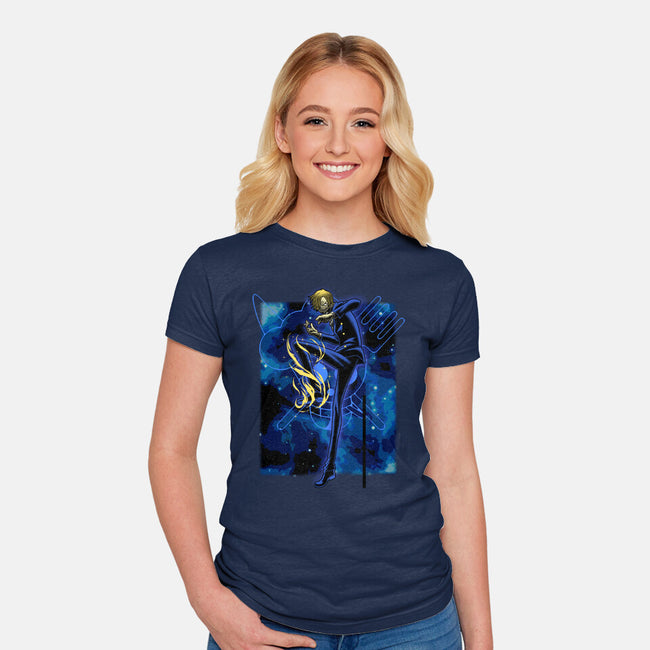 Black Leg Shadow Nebula-Womens-Fitted-Tee-Astrobot Invention