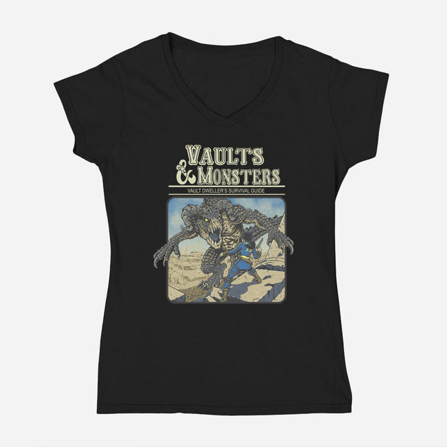 Vaults And Monsters-Womens-V-Neck-Tee-Betmac