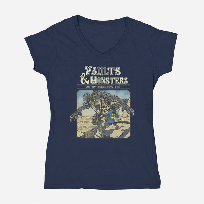 Vaults And Monsters-Womens-V-Neck-Tee-Betmac