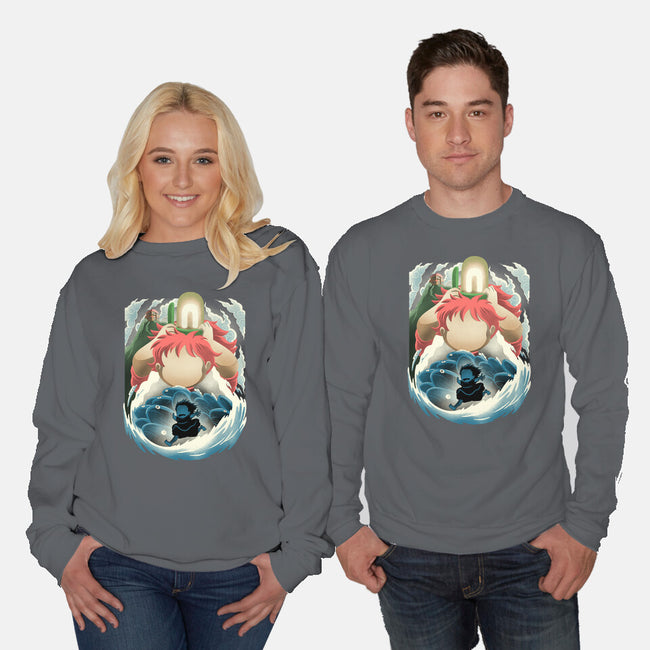 Little Fish Girl-Unisex-Crew Neck-Sweatshirt-rmatix