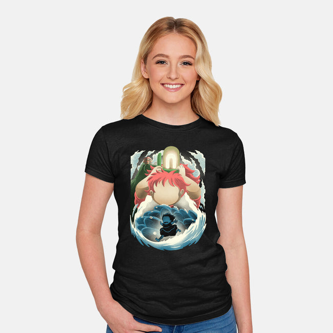 Little Fish Girl-Womens-Fitted-Tee-rmatix