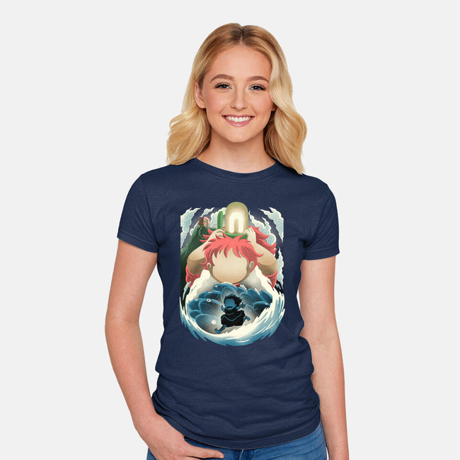 Little Fish Girl-Womens-Fitted-Tee-rmatix