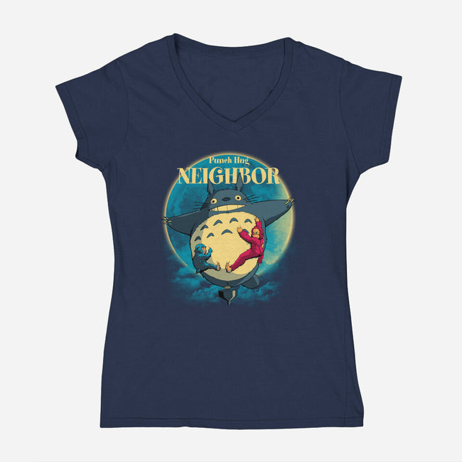 Punch Hug Neighbor-Womens-V-Neck-Tee-zybbhorn