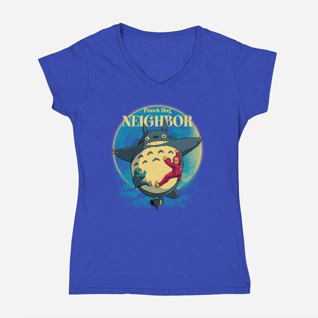 Punch Hug Neighbor-Womens-V-Neck-Tee-zybbhorn