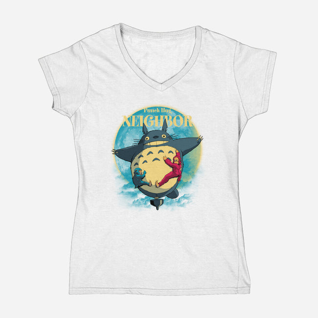 Punch Hug Neighbor-Womens-V-Neck-Tee-zybbhorn