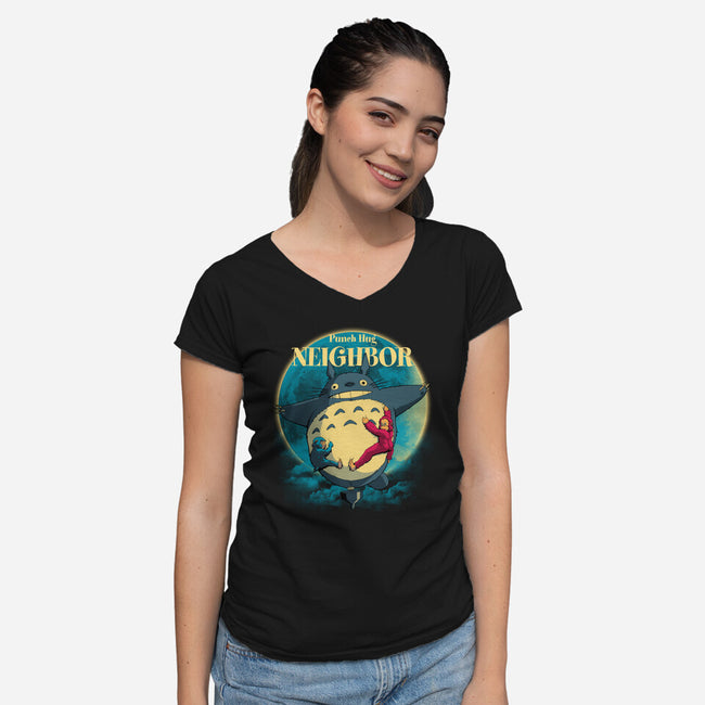Punch Hug Neighbor-Womens-V-Neck-Tee-zybbhorn