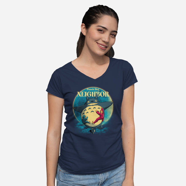 Punch Hug Neighbor-Womens-V-Neck-Tee-zybbhorn