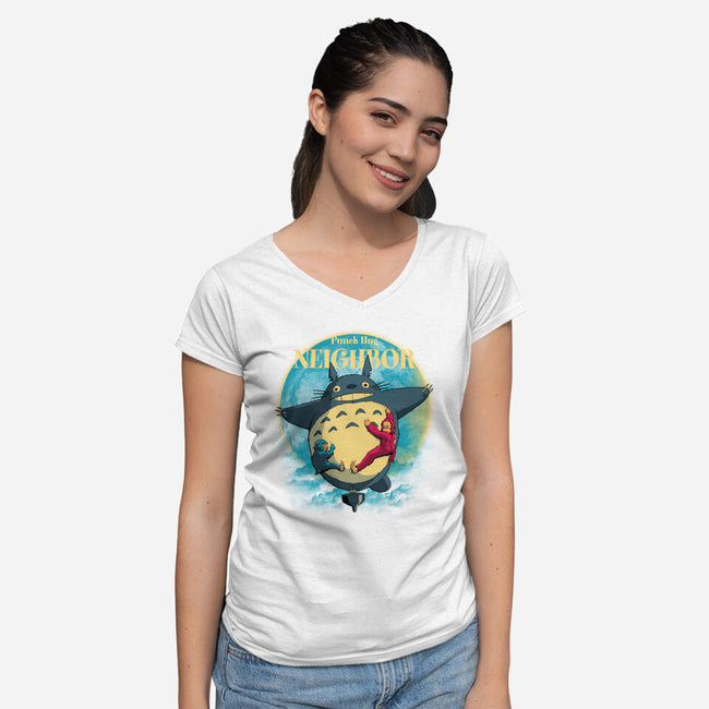 Punch Hug Neighbor-Womens-V-Neck-Tee-zybbhorn