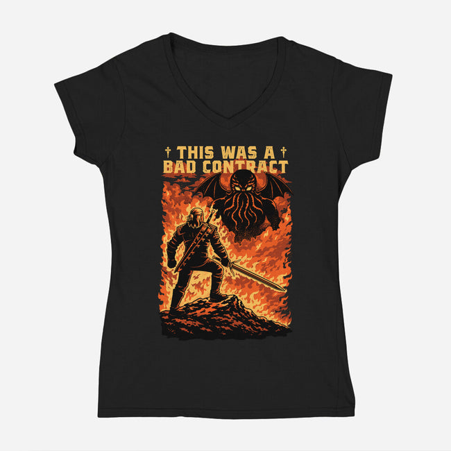 Mutant Hunts Cthulhu-Womens-V-Neck-Tee-Studio Mootant