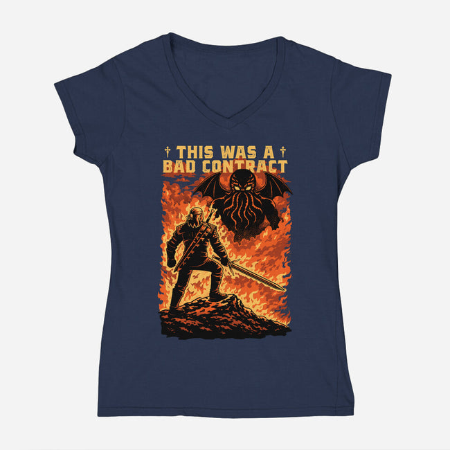 Mutant Hunts Cthulhu-Womens-V-Neck-Tee-Studio Mootant