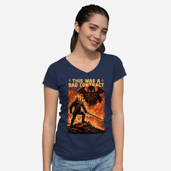 Mutant Hunts Cthulhu-Womens-V-Neck-Tee-Studio Mootant