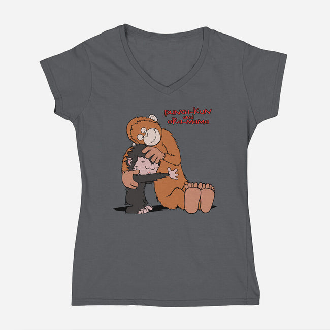 Punch-Kun And Ora-Mama-Womens-V-Neck-Tee-joerawks