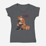 Punch-Kun And Ora-Mama-Womens-V-Neck-Tee-joerawks