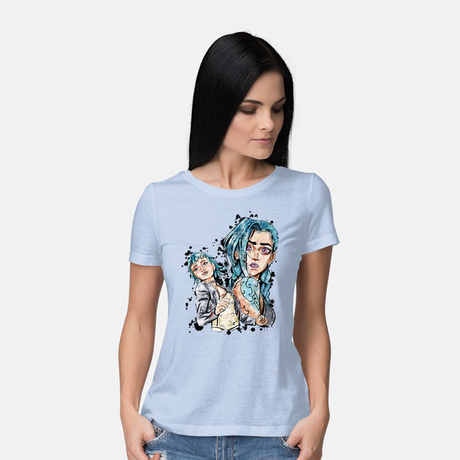Two Universes-Womens-Basic-Tee-nickzzarto