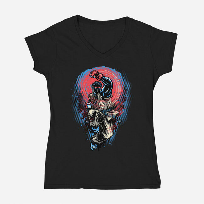 Power Of The Fireball-Womens-V-Neck-Tee-glitchygorilla