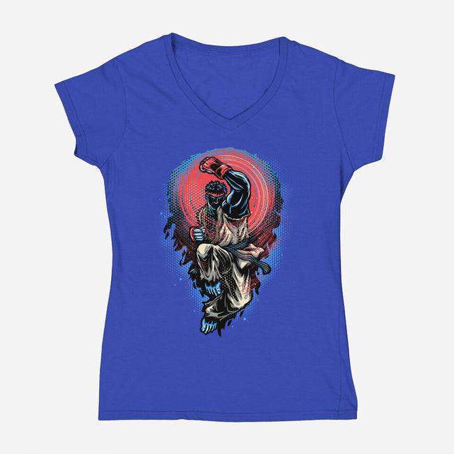 Power Of The Fireball-Womens-V-Neck-Tee-glitchygorilla