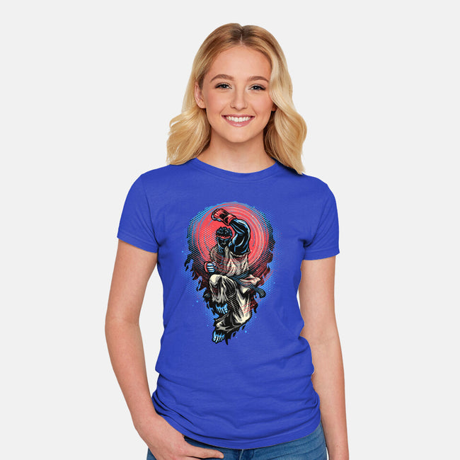 Power Of The Fireball-Womens-Fitted-Tee-glitchygorilla