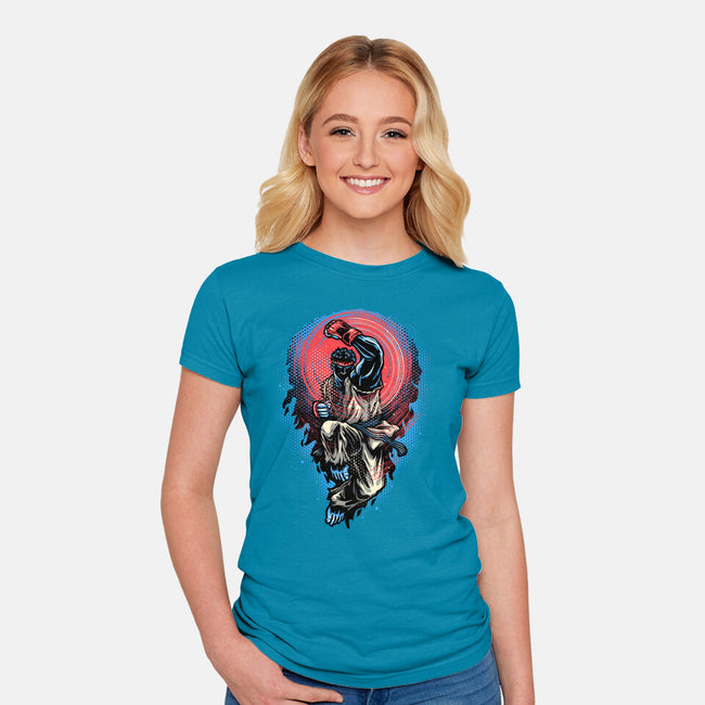 Power Of The Fireball-Womens-Fitted-Tee-glitchygorilla