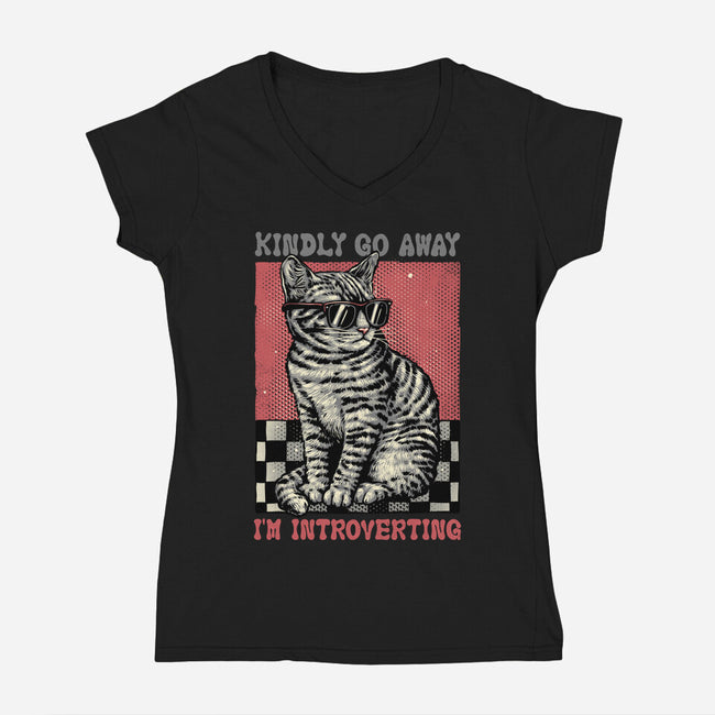 Introvert Mode-Womens-V-Neck-Tee-glitchygorilla