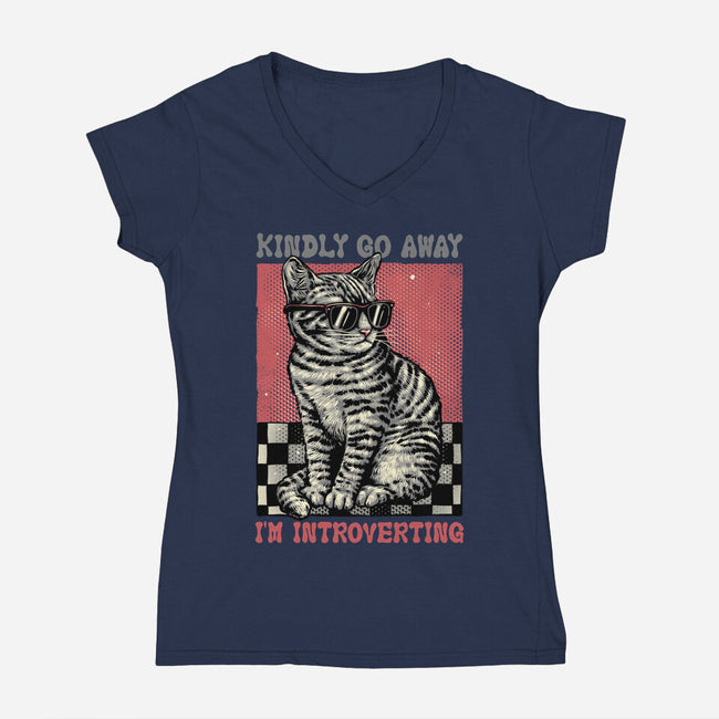 Introvert Mode-Womens-V-Neck-Tee-glitchygorilla