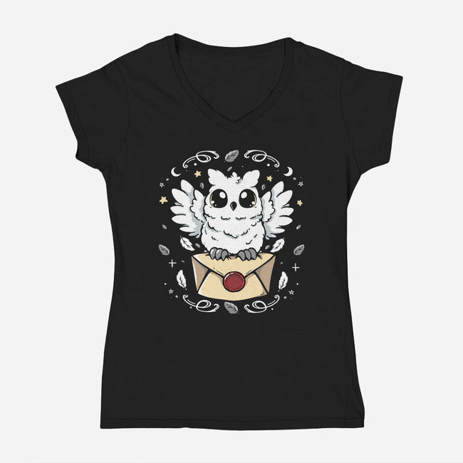The Magic Owl-Womens-V-Neck-Tee-Vallina84