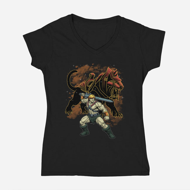 Power And Claw-Womens-V-Neck-Tee-Astrobot Invention