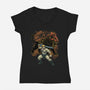 Power And Claw-Womens-V-Neck-Tee-Astrobot Invention