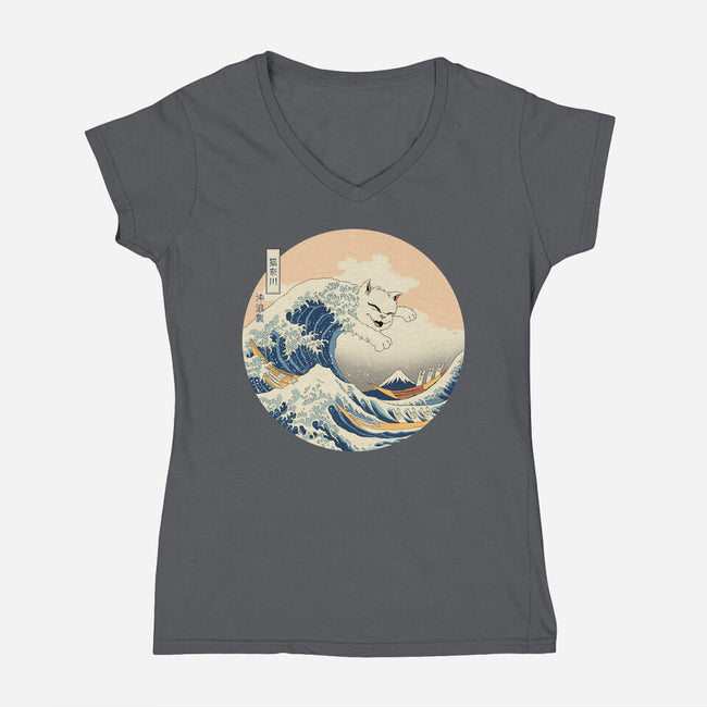 The Great Cat-nagawa-Womens-V-Neck-Tee-vp021
