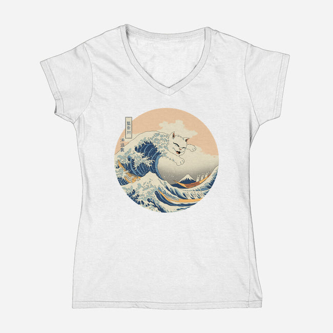 The Great Cat-nagawa-Womens-V-Neck-Tee-vp021