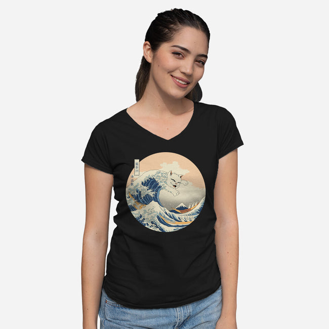 The Great Cat-nagawa-Womens-V-Neck-Tee-vp021