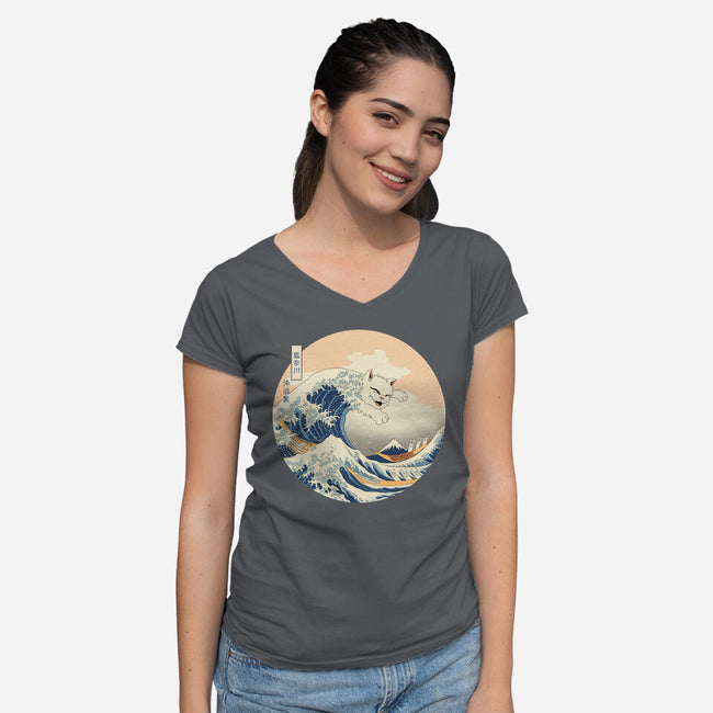 The Great Cat-nagawa-Womens-V-Neck-Tee-vp021