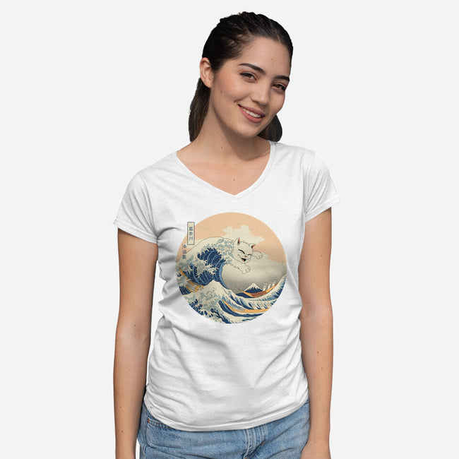 The Great Cat-nagawa-Womens-V-Neck-Tee-vp021