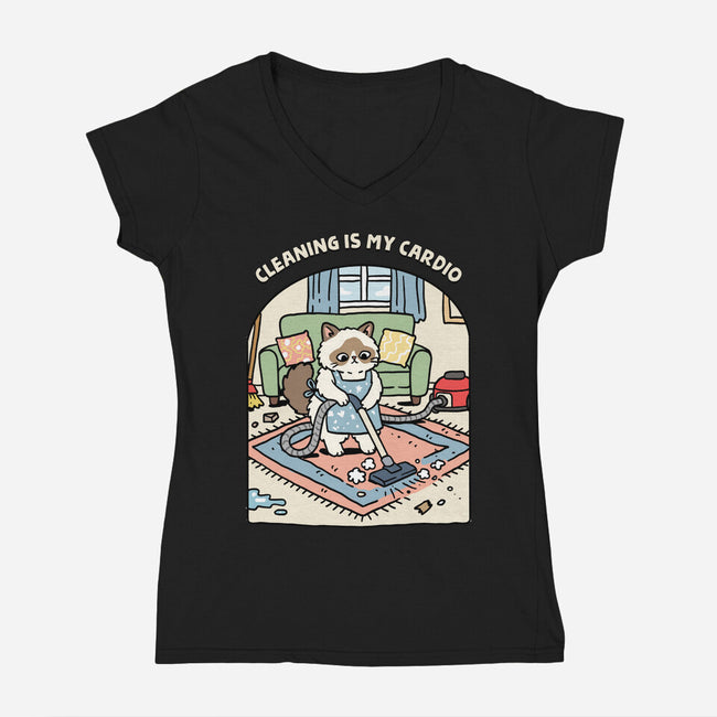 Cleaning Is My Cardio-Womens-V-Neck-Tee-GoshWow