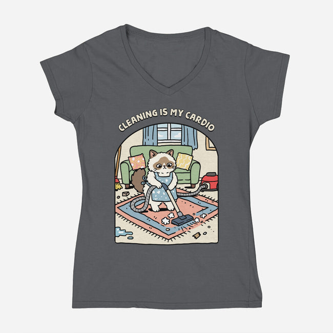 Cleaning Is My Cardio-Womens-V-Neck-Tee-GoshWow