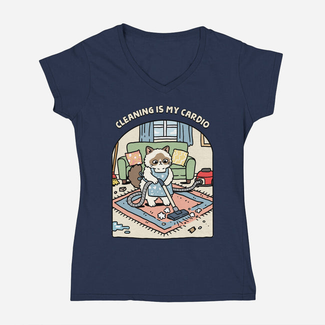 Cleaning Is My Cardio-Womens-V-Neck-Tee-GoshWow
