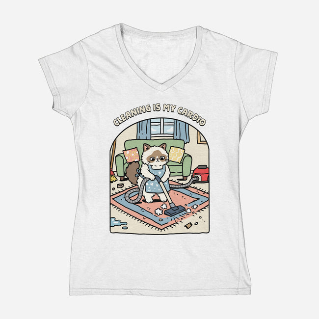 Cleaning Is My Cardio-Womens-V-Neck-Tee-GoshWow