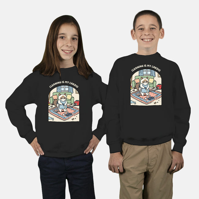 Cleaning Is My Cardio-Youth-Crew Neck-Sweatshirt-GoshWow