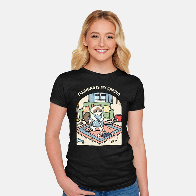 Cleaning Is My Cardio-Womens-Fitted-Tee-GoshWow