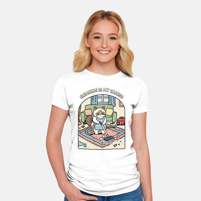 Cleaning Is My Cardio-Womens-Fitted-Tee-GoshWow