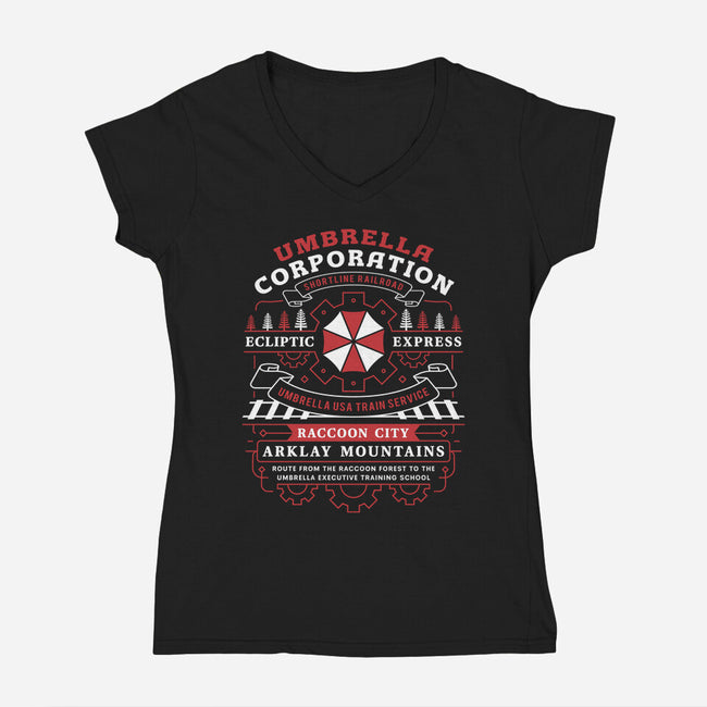 Ecliptic Express Emblem-Womens-V-Neck-Tee-LAGELANTEE