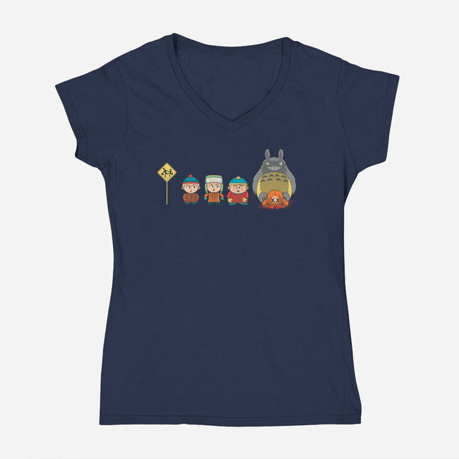 Totoro Park-Womens-V-Neck-Tee-Samuel