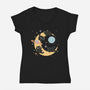 Moon Kitties-Womens-V-Neck-Tee-Freecheese