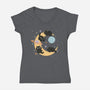 Moon Kitties-Womens-V-Neck-Tee-Freecheese