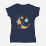 Moon Kitties-Womens-V-Neck-Tee-Freecheese
