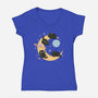 Moon Kitties-Womens-V-Neck-Tee-Freecheese