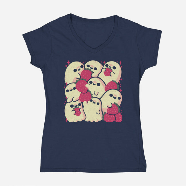 Berry Ghosts-Womens-V-Neck-Tee-xMorfina