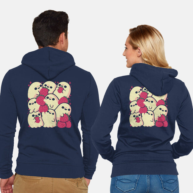 Berry Ghosts-Unisex-Zip-Up-Sweatshirt-xMorfina