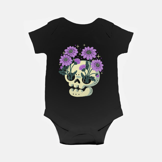 Flower Skull-Baby-Basic-Onesie-xMorfina