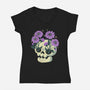 Flower Skull-Womens-V-Neck-Tee-xMorfina